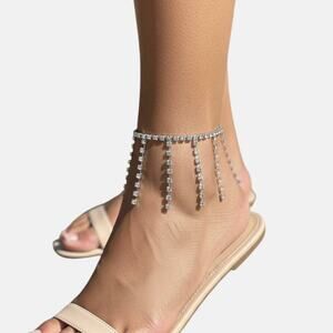 Long Tassel Rhinestone Ankle Bracelet